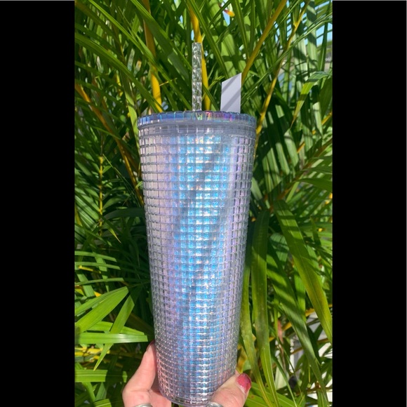 Starbucks China Glitter Grid Iridescent Rainbow Tumbler Cold Cup 24 oz Overseas - Picture 11 of 16
